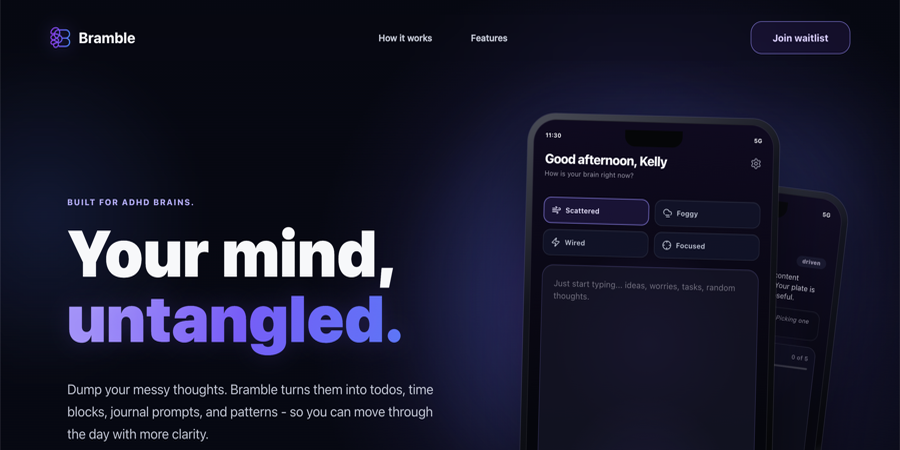 Bramble landing page preview